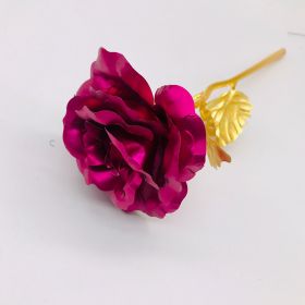 24K Luminous Color Gold Rose Flower Set (Option: Rose red nude flower)