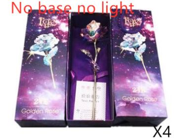 24K Luminous Color Gold Rose Flower Set (Option: No base no lightX4)