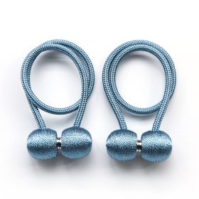 2Pcs Magnetic Curtain Ball Rods Accessoires Backs Holdbacks Buckle Clips Hook Holder Home Decor Tiebacks Tie Rope Accessory (Color: Lake blue)