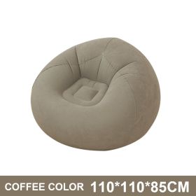 Large Lazy Inflatable Sofas Chair Flocking Flocking Sofa Chair Lounger Seat Bean Bag Sofa For Outdoor Living Room Camping Travel (Color: Coffee, Ships From: China)