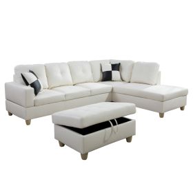 White Faux Leather 3-Piece Couch Living Room Sofa Set (Color: White)