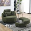 39"W Oversized Swivel Chair with moon storage ottoman for Living Room, Modern Accent Round Loveseat Circle Swivel Barrel Chairs for Bedroom Cuddle Sof