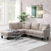 90*88" Terrycloth Modern Sectional Sofa,5-Seat Practical Couch Set with Chaise Lounge,L-Shape minimalist Indoor Furniture with 3 Pillows for Living Ro