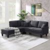 90*88" Terrycloth Modern Sectional Sofa,5-Seat Practical Couch Set with Chaise Lounge,L-Shape minimalist Indoor Furniture with 3 Pillows for Living Ro