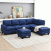 104.3*78.7" Modern L-shaped Sectional Sofa,7-seat Linen Fabric Couch Set with Chaise Lounge and Convertible Ottoman for Living Room,Apartment,Office,3