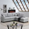 89.8*60.2" Modern Sectional Sofa,5-Seat Modular Couch Set with Convertible Ottoman,L-Shape Linen Fabric Corner Couch Set with 2 Pillows for Living Roo