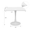 31.5"H White Tulip Table Mid-Century Dining Table with Round MDF Table Top;  Pedestal Dining Table;  End Table Leisure Coffee Table XH