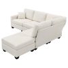 89.8*60.2" Modern Sectional Sofa,5-Seat Modular Couch Set with Convertible Ottoman,L-Shape Linen Fabric Corner Couch Set with 2 Pillows for Living Roo