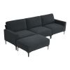 103.5*59" Modern L-shaped Sectional Sofa, 4-seat Velvet Fabric Couch Set with Convertible Ottoman,Freely Combinable Sofa for Living Room, Apartment, O