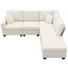 89.8*60.2" Modern Sectional Sofa,5-Seat Modular Couch Set with Convertible Ottoman,L-Shape Linen Fabric Corner Couch Set with 2 Pillows for Living Roo