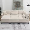 133*65" Corduroy Modular Sectional Sofa,U Shaped Couch with Armrest Bags,6 Seat Freely Combinable Sofa Bed,Comfortable and Spacious Indoor Furniture f