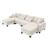 133*65" Corduroy Modular Sectional Sofa,U Shaped Couch with Armrest Bags,6 Seat Freely Combinable Sofa Bed,Comfortable and Spacious Indoor Furniture f