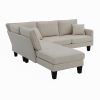 90*88" Terrycloth Modern Sectional Sofa,5-Seat Practical Couch Set with Chaise Lounge,L-Shape minimalist Indoor Furniture with 3 Pillows for Living Ro