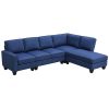 104.3*78.7" Modern L-shaped Sectional Sofa,7-seat Linen Fabric Couch Set with Chaise Lounge and Convertible Ottoman for Living Room,Apartment,Office,3