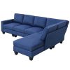 104.3*78.7" Modern L-shaped Sectional Sofa,7-seat Linen Fabric Couch Set with Chaise Lounge and Convertible Ottoman for Living Room,Apartment,Office,3