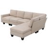 104.3*78.7" Modern L-shaped Sectional Sofa,7-seat Linen Fabric Couch Set with Chaise Lounge and Convertible Ottoman for Living Room,Apartment,Office,3