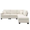 89.8*60.2" Modern Sectional Sofa,5-Seat Modular Couch Set with Convertible Ottoman,L-Shape Linen Fabric Corner Couch Set with 2 Pillows for Living Roo