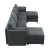 109*54.7" Chenille Modular Sectional Sofa,U Shaped Couch with Adjustable Armrests and Backrests,6 Seat Reversible Sofa Bed with Storage Seats for Livi