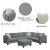 112*87" Sectional Sofa Couches Living Room Sets, 7 Seats Modular Sectional Sofa with Ottoman, L Shape Fabric Sofa Corner Couch Set with 3 Pillows