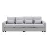 104" 4-Seater Modern Linen Fabric Sofa with Armrest Pockets and 4 Pillows,Minimalist Style Couch for Living Room, Apartment, Office,3 Colors