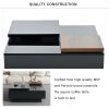 U-Can Movable Top Coffee Table, Modern Square Wood Coffee Table with High Gloss finish, 4 Hidden Storage Drawers for Living Room