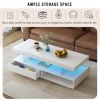 LED Coffee Table with Storage, Modern Center Table with 2 Drawers and Display Shelves, Accent Furniture with LED Lights for Living Room