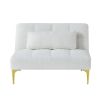 Convertible sofa bed single chair futon with gold metal legs teddy fabric