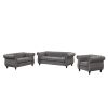 Modern three-piece sofa set with solid wood legs, button-down tufted backrest, Dutch velvet upholstered sofa set including three-seater sofa, two-seat