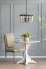 4 - Light Wood Chandelier, Hanging Light Fixture with Adjustable Chain for Kitchen Dining Room Foyer Entryway, Bulb Not Included