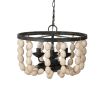 4 - Light Wood Chandelier, Hanging Light Fixture with Adjustable Chain for Kitchen Dining Room Foyer Entryway, Bulb Not Included