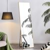 Black Solid Wood Frame Full-length Mirror, Dressing Mirror, Bedroom Home Porch, Decorative Mirror, Clothing Store, Floor Mounted Large Mirror, Wall Mo