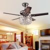 Angel 3-light Crystal Chandelier 5-blade 43-inch Brown Ceiling Fan