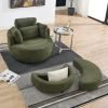 39"W Oversized Swivel Chair with moon storage ottoman for Living Room, Modern Accent Round Loveseat Circle Swivel Barrel Chairs for Bedroom Cuddle Sof