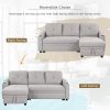 Pull Out Sofa Bed Modern Padded Upholstered Sofa Bed ; Linen Fabric 3 Seater Couch with Storage Chaise and Cup Holder ; Small Couch for Small Spaces