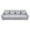 104" 4-Seater Modern Linen Fabric Sofa with Armrest Pockets and 4 Pillows,Minimalist Style Couch for Living Room, Apartment, Office,3 Colors