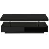 LED Coffee Table with Storage, Modern Center Table with 2 Drawers and Display Shelves, Accent Furniture with LED Lights for Living Room