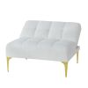 Convertible sofa bed single chair futon with gold metal legs teddy fabric