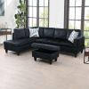 Modern Flannel Sectional Couch with Ottoman-Stylish,L-Shaped Design for Living Room-Large 3-Piece Sofa Set for Home or Office-Durable Flannel Material