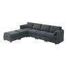 109*54.7" Chenille Modular Sectional Sofa,U Shaped Couch with Adjustable Armrests and Backrests,6 Seat Reversible Sofa Bed with Storage Seats for Livi