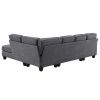 104.3*78.7" Modern L-shaped Sectional Sofa,7-seat Linen Fabric Couch Set with Chaise Lounge and Convertible Ottoman for Living Room,Apartment,Office,3