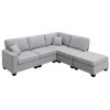 89.8*60.2" Modern Sectional Sofa,5-Seat Modular Couch Set with Convertible Ottoman,L-Shape Linen Fabric Corner Couch Set with 2 Pillows for Living Roo