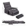 Lazy Sofa Bed Fold Floor Chair Soft Sleeper In Home Lounger Recliner 6-Position Adjustable with Armrests Pillow Dark Gray