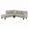 90*88" Terrycloth Modern Sectional Sofa,5-Seat Practical Couch Set with Chaise Lounge,L-Shape minimalist Indoor Furniture with 3 Pillows for Living Ro