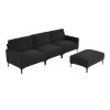 103.5*59" Modern L-shaped Sectional Sofa, 4-seat Velvet Fabric Couch Set with Convertible Ottoman,Freely Combinable Sofa for Living Room, Apartment, O