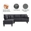 90*88" Terrycloth Modern Sectional Sofa,5-Seat Practical Couch Set with Chaise Lounge,L-Shape minimalist Indoor Furniture with 3 Pillows for Living Ro