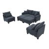 133*65" Corduroy Modular Sectional Sofa,U Shaped Couch with Armrest Bags,6 Seat Freely Combinable Sofa Bed,Comfortable and Spacious Indoor Furniture f