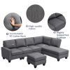 104.3*78.7" Modern L-shaped Sectional Sofa,7-seat Linen Fabric Couch Set with Chaise Lounge and Convertible Ottoman for Living Room,Apartment,Office,3