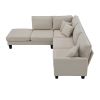 90*88" Terrycloth Modern Sectional Sofa,5-Seat Practical Couch Set with Chaise Lounge,L-Shape minimalist Indoor Furniture with 3 Pillows for Living Ro