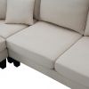 90*88" Terrycloth Modern Sectional Sofa,5-Seat Practical Couch Set with Chaise Lounge,L-Shape minimalist Indoor Furniture with 3 Pillows for Living Ro