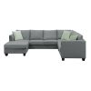 112*87" Sectional Sofa Couches Living Room Sets, 7 Seats Modular Sectional Sofa with Ottoman, L Shape Fabric Sofa Corner Couch Set with 3 Pillows